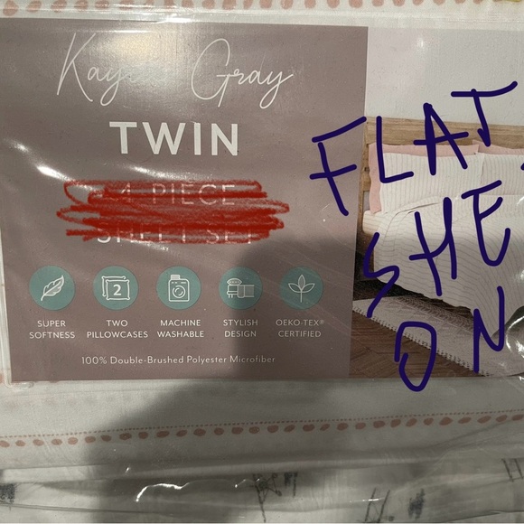 TWIN FLAT SHEET ONLY-Kaycie Gray Twin Flat Sheet 100% polyester microfiber - Picture 1 of 5